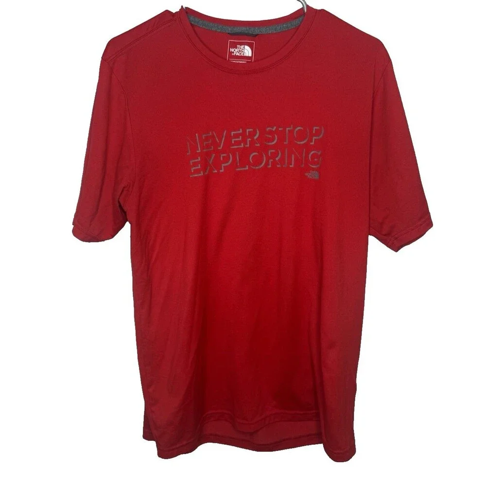 The North Face Shirt Mens Medium M Red Never Stop Exploring Graphic T-Shirt Tee